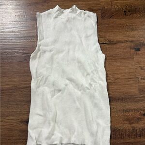 Sleeveless White Ribbed Top